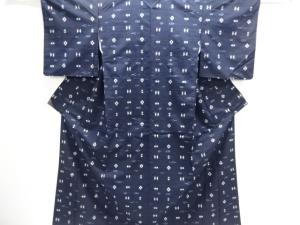 絣柄織り出し手織り紬着物